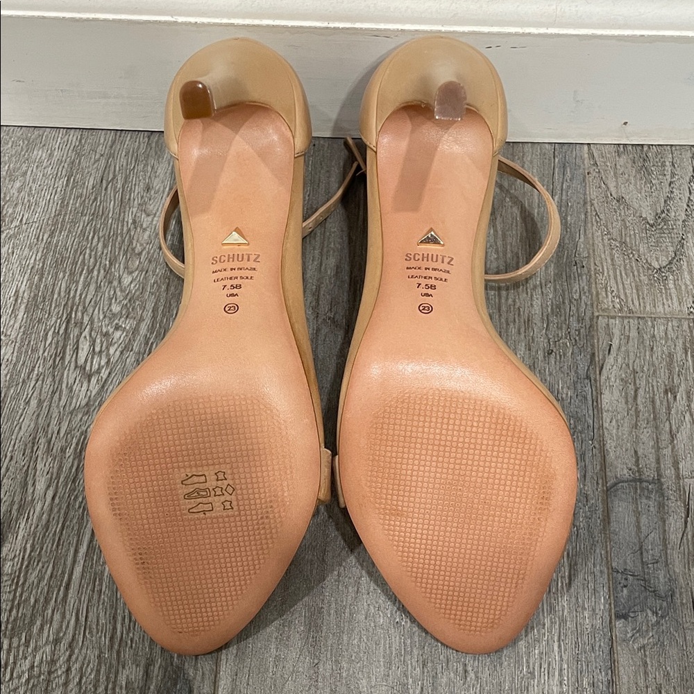 SCHUTZ Tan Nude Ankle-Strap Stiletto Sandals - Picture 3 of 3